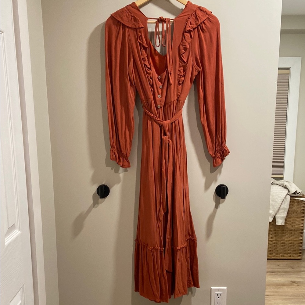 Embroidered Rust Dress - Picture 2 of 3